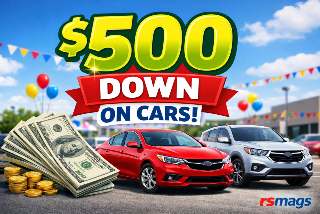 $500 down on cars