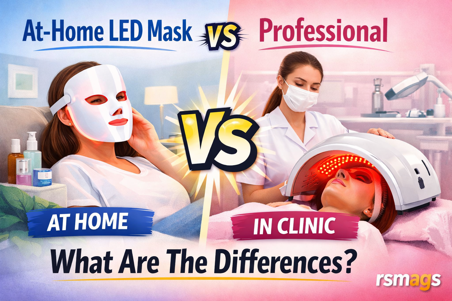 at-home led mask vs professional what are the differences