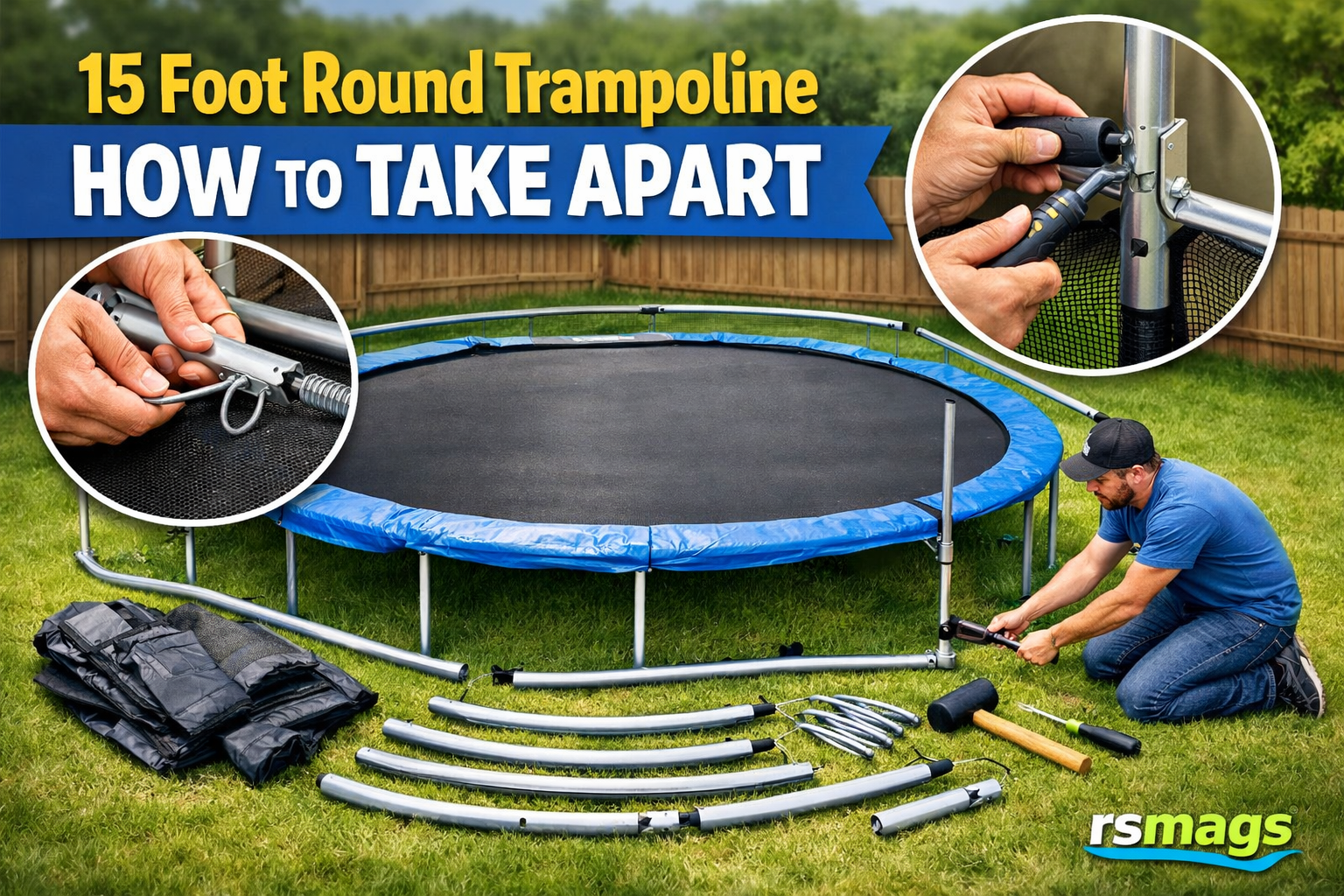 15 foot round trampoline how to take apart